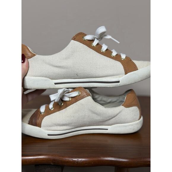 Women’s Coach Martie Q270 Rare Natural Tan Canvas And Leather Sneakers Size 7M - Picture 5 of 9